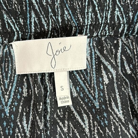 Joie Pallazo Silk Mid Rise Wide Leg Blue And Black Print Pants Size Small - Picture 5 of 11